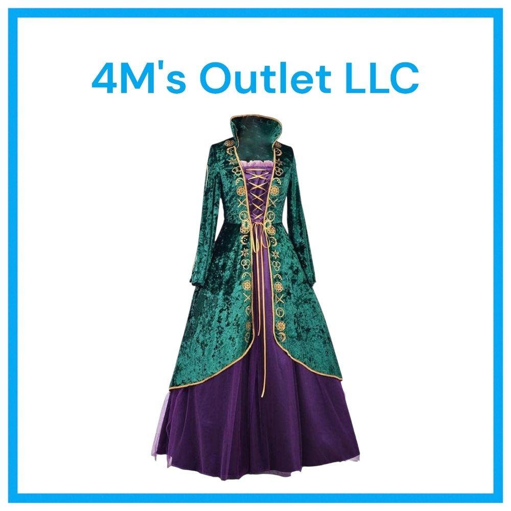 Elegant Green and Purple Velvet Gown